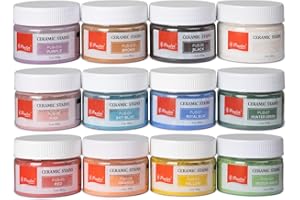 Pasler Ceramic Stains, 60g Each Color, Pigments Powder for Making underglaze, Pottery Glaze, Ceramic Glaze or Mixing with Slip/Clay (12 Color)