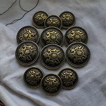 REENA Wooden Peacock Buttons - 6 Piece Set, 1.25 Inch Wide, Traditional Design For Coats, Jackets, Dresses, DIY Crafts