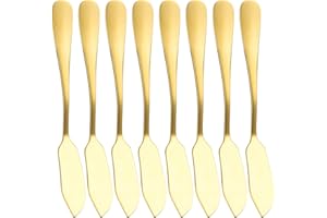 ROSEBEAR Coltello da Burro in Acciaio Inox 8 Pezzi, Coltello da Formaggio Spalmatore di Burro, ideale per Spalmare il Miele, Burro di Arachidi, Crema, Dessert, Marmellata, Lavabile in lavastoviglie, oro