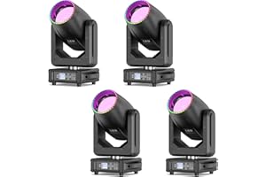 YESPICK 4PCS 300W Lyre LED Beam Lumière 18 Gobos 15 Couleurs RGBW Lumières de scène DMX Luminaires à tête rotative pour DJ Fête Bar Soirées Éclairage