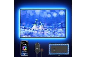 Mexllex LED TV Backlights for 43''-55'' TV with Remote App Control LED TV Backlight Color Changing RGB LED Strip USB Powered (APP Control+ Remote)