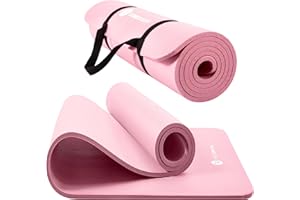‎TASHIDROLMA TASHIDROLMA Yoga Matte Dicker, NBR Yogamatte Rutschfest Mit Tragegurt, Für Gymnastikmatte, Fitnessmatte, Sportmatte, Trainingsmatte, Dicke 1cm (183x61cm)