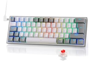 Redragon K617 Fizz 60% Disposición QWERTY ES Teclado Gaming, LED Iluminación Teclado para Juegos con Cable USB-C, Teclado Ultra-Compacto 62 Teclas, Hot Swap interruptores Rojos- para PC/Windows