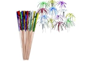 DAIUNI 50 Stück Cocktail Feuerwerk Sticks, Getränke Feuerwerk Dekoration,Bunte Fruchtzahnstocher, Cocktailspieße, Glitzerpalmen Cocktailspieß für Geburtstagsbars Obst Snacks Party Weihnachtsdekoration Deko U