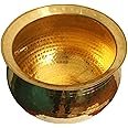HOKOYA Brass Handi (8 Litre Water Capacity) | Mirror Finish Bowl | Light Weight Brass Cookware | Utensils for Kitchen Cooking Pot | Indian Kitchenware | Gift for Home Chefs