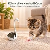 getmeev Lazerli Mama Hazneli İnteraktif Kedi Oyuncağı, &Ouml;d&uuml;l Mamalı Kuğu Tasarım, Pilli Hareketli Lazer Oyuncak, Zihinsel Uyar