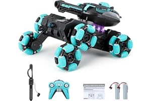 Gkstly RC Tank Toy, Gesture Sensing RC Stunt Car with Light & Music, 2.4G Remote Control Tank Shooting Water Bullets, 360° Rotation Drift Battle Tanks Birthday Festival Gifts for Adults Boys Girls