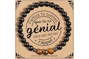 Lueaurra Cadeau pour Homme Bracelet Pierres Naturelles Homme Original Cadeau Ado Cadeaux Noel Homme Cadeau Anniversaire Bracelet Cadeaux pour Papa Fils Frère Amis