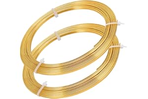 BENECREAT 10m (33FT) 3mm breiter goldfarbener Aluminium Flachdraht eloxiert flacher Kunstdraht für Schmuckherstellung, 5m/Rolle