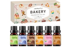 EXATTA Set de Aceites Esenciales de Panadería,Juego de Aceites Esenciales para Panadería,Adecuado para tarta de calabaza, tiramisú, tarta de vainilla,galletas navideñas,caramelos de leche,malvaviscos (6x10ml