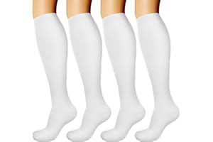DRESHOW 4 Paires Chaussettes de Compression pour Femmes & Hommes Circulation pour Athlétisme,Course,Cyclisme,Voyage