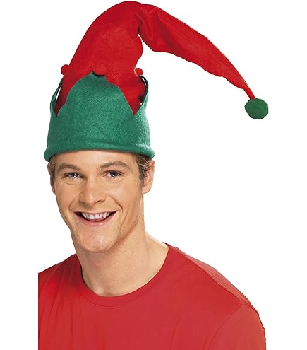 Cappello Elfo Aiutante Di Babbo Natale Cappellino Natalizio Rosso E - Foto 4