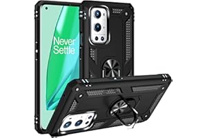 Fetrim Funda para OnePlus 9 Pro, Carcasa Shock Absorción de TPU y PC con Anillo de rotación Soporte para OnePlus 9 Pro Negro