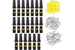 BUZIFU 20 Sets Waterproof Connector,2 Pin Electrical Terminal Wire Connector IP67 AMP PA66 Nylon 12V 1.5mm Car Electrical Connectors Plug Terminal Plug Power Plugs for Car Motorcycle Caravan Boat