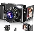 Digital Camera,4K 48MP Autofocus Compact Digital Camera with 32G Card 16X Digital Zoom,Vlogging Camera for Youtube with Anti-shake, Flash,3.0 inch 180° Flip Screen for Teens, Beginners,Adults