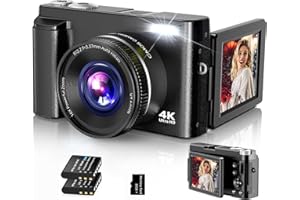 DULUVULU Macchina Fotografica 4K,Fotocamera Digitale UHD con Scheda 32G, Fotocamera Compatta da 48 MP con Schermo Flip a 180° e Lente UV, Fotocamera Vlog per Bambini,Principianti,Adulti