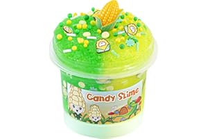 OKAYBEE Green & Yellow Crunchy Slime, Nicht Klebender Corn Candy Schleim für Kinder, Sensorisches Slime Spielzeug für Mädchen und Jungen im Alter von 8–12 Jahren, Geburtstag, Ostern, Hallowmas-Geschenk