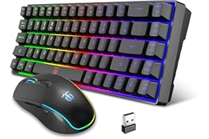Snpurdiri 60% Wireless Keyboard and Mouse Combo, RGB Backlit Rechargeable Gaming Bundle, 40Hrs Battery, Compact Desktop Set for PC/Mac
