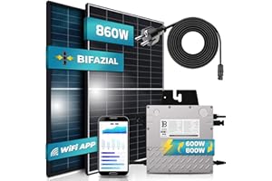 VENDOMNIA Balkonkraftwerk BIFAZIAL 860/800W, BENY 800W Micro-Wechselrichter, 2x430W Solarmodule, 5m Anschlusskabel, Photovoltaikanlage, Mini-PV Anlage genehmigungsfrei, Solaranlage, Solarpanel, Inverter, Balkon