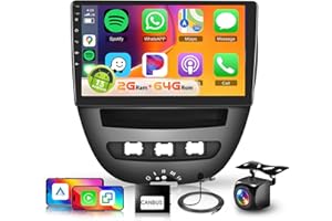 4Core+64G Car Radio Upgrade for Citroen C1/Toyota Aygo/Peugeot 107 2005-2014 with DSP Wireless Carplay Android Auto, Hodozzy 10" IPS Touchscreen Bluetooth Car Stereo SWC GPS FM/RDS Backup Camera