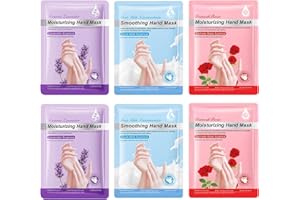 VIRELLAY 6 Paar Handmaske Feuchtigkeitsspendende Handmask - Handpflege Handschuhe mit Lavendel Milch Rose Geschmack Für Sehr Trockene Hände, Hand Peeling Maske für Frauen und Männer