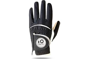 FINGER TEN Guantes de Golf para Hombre con Ball Maker Paquete de Valor de Cuero para Mano Derecha e Izquierda, Agarre Estable para Velcro para Todo Clima