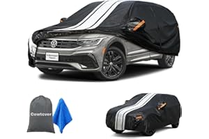 Cowtcver Autoabdeckung Wasserdicht Atmungsaktiv Passend für 2007-2025 Volkswagen Tiguan, Vollgarage Autoplane für Sonne Regen Staub Schutz, Auto Abdeckplane Abdeckung.