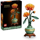 LEGO Botanicals Krizantem 10368 &ndash; Yetişkinler i&ccedil;in Altın Şeritli ve Ahşap G&ouml;r&uuml;n&uuml;ml&uuml; Kaide &Uuml;zerinde Pastel Yeşil Saksı İ&ccedil;eren 
