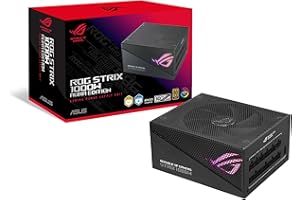 ASUS ROG Strix 1000W Gold Aura Edition (w pełni modułowy zasilacz, certyfikat 80+ Gold, kompatybilny z ATX 3.0, gotowy do PCIe Gen 5.0, podwójne łożysko kulkowe, wentylator Axial-tech, Aura Sync, 10 lat