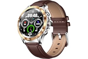 XWatch Pro Business, Montre connectée Homme, Appels, SMS, Sport et Santé, Assistant Vocal, Enfant, Autonomie 7 Jours… (Marron Bracelet Cuir)