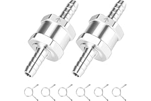 VBGURR 2 Pack 6mm (1/4") Aluminum Non Return Valve, One Way Check Valve for Fuel/Oil/Gas/Petrol/Diesel, Anti-Backflow Valve for Automotive, Carburetor & Low Pressure Systems (6mm (1/4"))