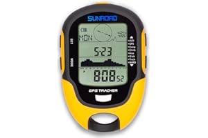 Altimètre GPS numérique étanche en plein air Altitude Pré-avertissement rappel boussole chronomètre sport – Baromètre météo Forcast Podomètre SUNROAD, jaune, Numérique