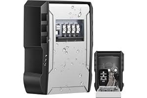 SANFNZ Wasserdicht Schlüsseltresor mit Zahlencode und Abnehmbare Haken, Schlüsselkasten Klein mit Vormontierte Löcher und Schraube, Wandmontage Schlüsselbox Schlüsselsafe aussen für Haus Garagen Büros Lager