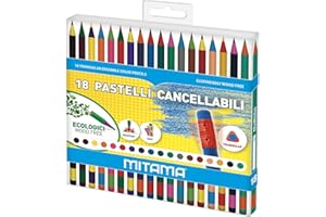 INCALL MITAMA Pastelli Cancellabili - Confezione da 18 pastelli - Mina 3.0 mm - Pastelli Colorati - Colori Scuola