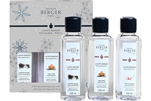 Lampe Berger - TrioPack Collezione Rosalie - Set 3 Flaconi da 250ml - Pètillance - Tabacco e Ambra - Vaniglia Splendente - in Elegante Confezione Regalo