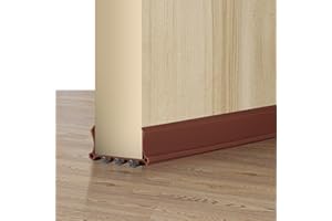 SIYURONGG Burlete para Puerta 100cm,Aislante de Puerta,Junta Inferior Autoadhesiva,Protector contra Corrientes de Aire y Polvo,Adecuado para Puertas de 3,5-5,5 cm de Grosor/Hueco Inferior de 0,3-2 cm (marrón)