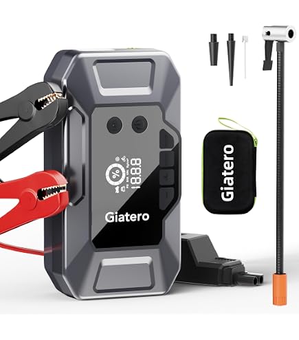 Démarreur De Voiture & Compresseur D'Air Portable - 6000A 150 PSI - Pour Moteurs Jusqu'à 9.0L Essence / 6.5L Diesel - Avec Ecran LCD Et Lampe Torche