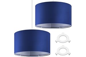Weewooday Velvet Light Shade Set of 2 10" Modern Navy Blue Drum Lampshades for Ceiling Pendant Lights, Small Table Lamps & Floor Lamps for Decor & Improvement Essential