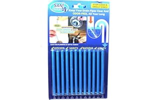 KAKKI Easy Flow Drain Sticks Pack of 12 Cleaner to Provent Blockage Clogs and Bad Odours Hair Citrus Unblocker for Kitchen Pipes Clear 100% Natural Degradation