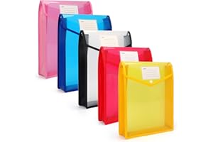 ‎FYY FYY Dokumententasche A4,5 Stück Dokumentenmappe A4 Sammelmappen mit Druckknopf Kunststoff Umschlag Mappe Wasserdicht Sichttasche Dokumenten mit Karte für Reise Büro Dokument Schule (A4, Vertikale)