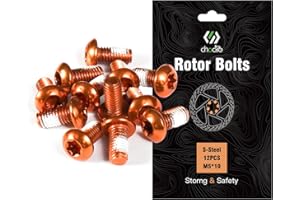 CNCLOL MTB Disc Rotor Bolts，M5x10mm Brake Rotor Screws，12Pcs Steel Rotor Bolts for Bike（red/blue/orange/green/Black/gold）