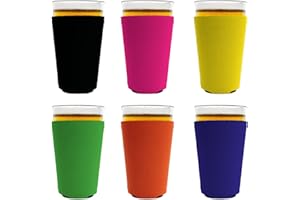 COOLIE JUNCTION Blank Neoprene Collapsible Pint Glass Coolie (6, Various - Bright)