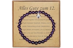 Giuesytic 12 Jährige Mädchen Geschenk Amethyst Armband mit Herzanhänger aus Sterlingsilber Geschenke für Mädchen 12 Jahre mit Message Card und Geschenkbox