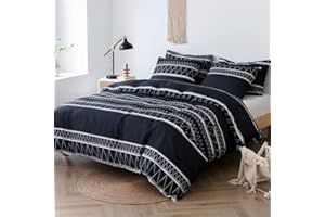 Tokokimo Set Copripiumino Matrimoniale 200x200cm, Copripiumino 3pc Morbido 100% Microfibra Lavata Traspirante Set Copripiumino Doppio con Lacci Cerniera, 1 Copripiumino + 2 Federe 50x80cm, Nero