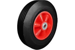 KETOBARROW 10" 255mm Wheel Solid Heavy Duty Rubber Tyre Puncture Proof Wheelbarrow Sack Truck Cart Wheel with 12mm Roller Bearings