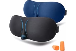 UNNDERWISS 3D Masque de nuit 2 Pièces Masque de sommeil Cache yeux pour dormir Avec bouchons d'oreille Convient pour les voyages en avion, la maison, l'hôtel et les siestes au travail