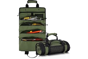 Koolertron Waterproof Tool Bag Heavy Duty Roll Up Tool Bag Organizer for Female Rider Canvas Tool Pouch Tool Storage Large Capacity Roll Bag