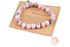 MOOSONO Bracelets for Womens, Natural Stone Crystal Bracelet, Beads Anxiety Bracelet, Charm Elastic Gemstone Stone Bracelet Jewellery Gifts for Her Christmas Birthday Mothers Day Gifts