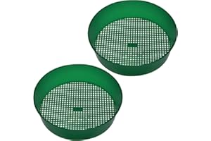 hifrom Tamiz de jardín para compost, colador redondo Plastia, colador de jardín, 2 piezas, colador de tierra, colador vibratorio para jardín, piedra, arena, malla, 21 x 5,5 cm, color verde