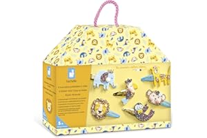 Janod Scatola da 6 Fermagli da Creare-Animali esotici-Les Ateliers Bijoux-Kit per Il Tempo Libero Creativo dei Bambini-Motricità fine e creatività-dai 5 anni-J09178, J09178